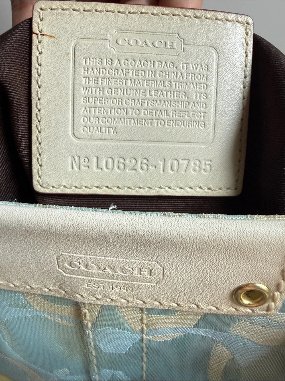 Rare Coach Hampton optic signature carryall shoulder bag baby blue